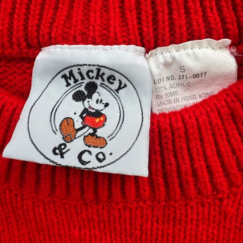 Vintage Mickey & Co Disney Mickey Mouse Red Black Knit Sweater S Unisex - Picture 3 of 3